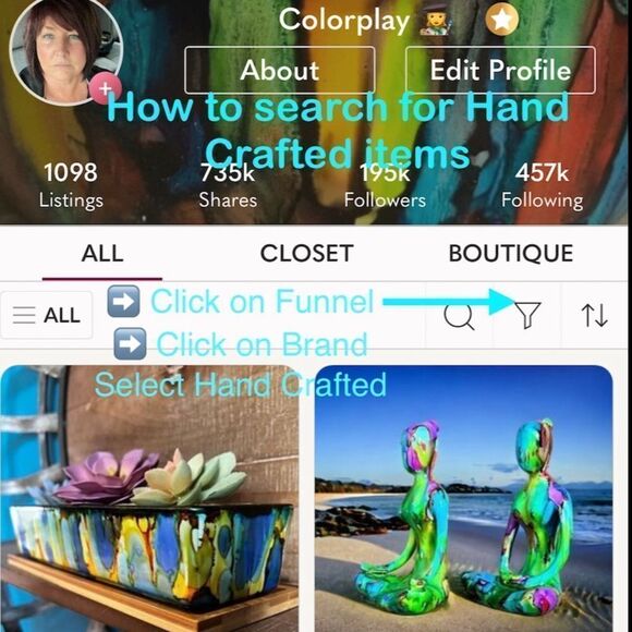 Hand Crafted Items —See listing photo for steps to sort for hand crafted items - Picture 1 of 1